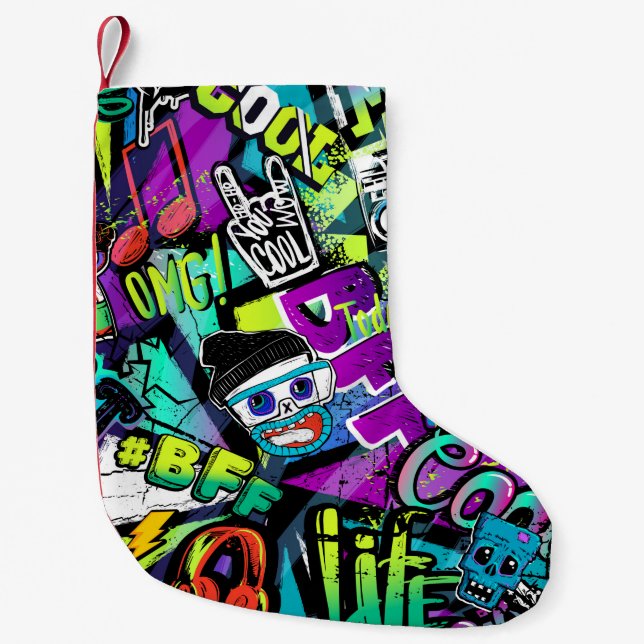 Calcetín Navideño Pequeño Resumen del patrón personalizado sin fisuras. Repe (Anverso)