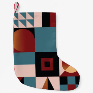 Calcetín Navideño Pequeño Resumen, fondo geométrico, colorido, aspecto