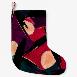Calcetín Navideño Pequeño Resumen fragmento de pintura moderna acrílica. Col