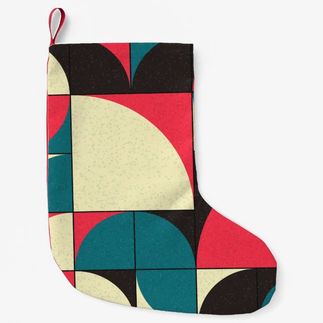 Calcetín Navideño Pequeño Resumen geométrico, ilustracion de arte computacio (Anverso)