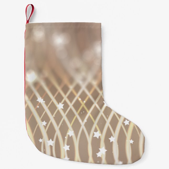 Calcetín Navideño Pequeño Resumen Marrón, fondo de las olas. (Anverso)