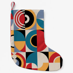 Calcetín Navideño Pequeño Resumen Memphis: Estilo de cosecha geométrica.
