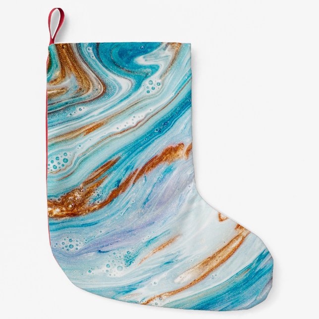 Calcetín Navideño Pequeño Resumen oceánico - ART. Lujo Natural. Estilo incor (Anverso)