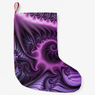 Calcetín Navideño Pequeño Resumen Vivid Guay Pink Purple Fractal Art Spiral