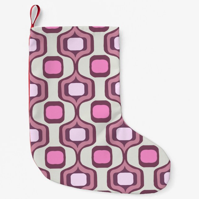 Calcetín Navideño Pequeño Retro Hand Drawn Geometric Square Pattern Minimal  (Anverso)