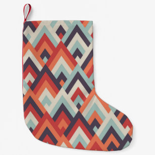 Calcetín Navideño Pequeño Rhombus Geométrico: Patrón Vintage colorido.