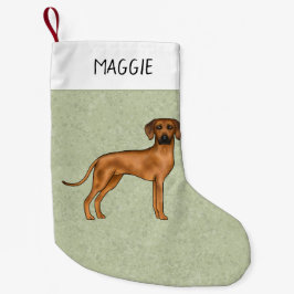 Calcetín Navideño Pequeño Ridgeback Marrón Rhodesiano Perro con nombre Verde