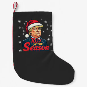 Calcetín Navideño Pequeño Rizz de la Temporada Divertido Trump Navidad Santa