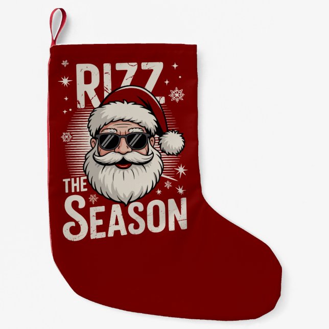 Calcetín Navideño Pequeño Rizz La Temporada Santa Claus Rizzmas Graciosas Na (Anverso)