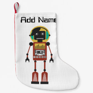 Calcetín Navideño Pequeño Robot de radio retro