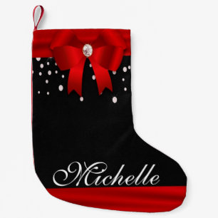 Calcetín Navideño Pequeño Rojo y navidad personalizado negro