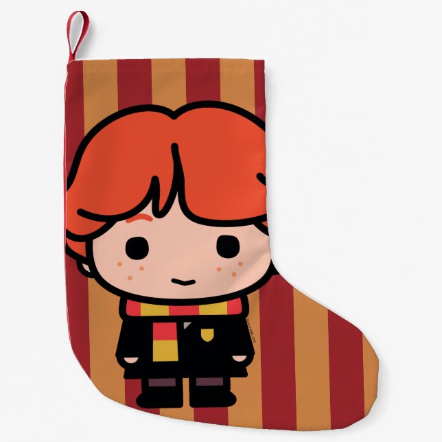 Calcetín Navideño Pequeño Ron Weasley Cartoon Character Art (Anverso)