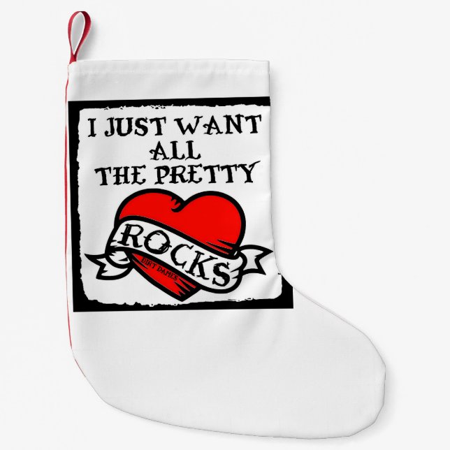 Calcetín Navideño Pequeño Roque travieso, geólogo, caldo (Anverso)