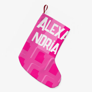 Calcetín Navideño Pequeño Rosa caliente retro personalizado