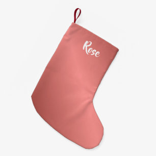 Calcetín Navideño Pequeño Rosa de nombre personalizado oro