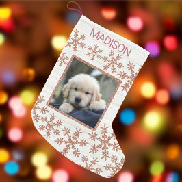 Calcetín Navideño Pequeño Rosa De Oro Hechizo De Nieve Fun Niños O Mascotas 