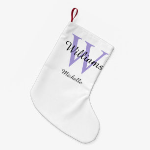 Calcetín Navideño Pequeño Rosa Lavanda con Monograma Personalizado