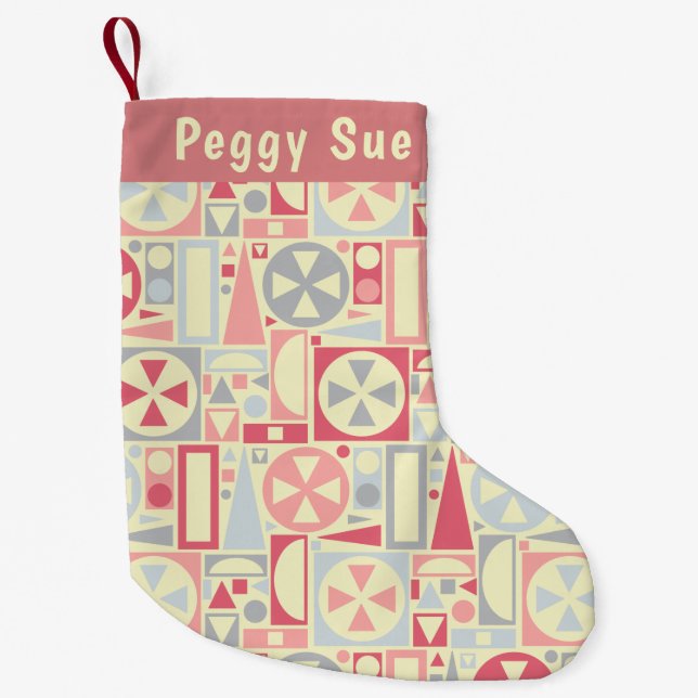 Calcetín Navideño Pequeño Rosa moderno de los mediados de siglo retros (Anverso)