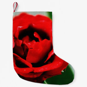 Calcetín Navideño Pequeño Rosa roja con gotas de salsa