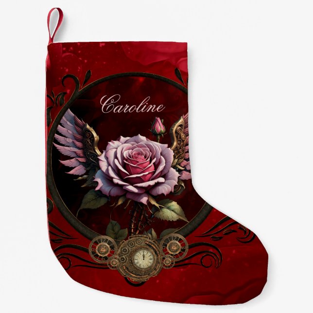 Calcetín Navideño Pequeño Rosa Steampunk (Anverso)