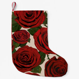Calcetín Navideño Pequeño Rosas rojas. El fondo floral sin remedio.