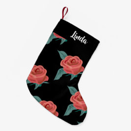 Calcetín Navideño Pequeño Rosas rosas rosas negras