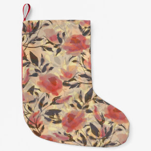 Calcetín Navideño Pequeño Rosas salvajes de primavera: patrón de acuarela.
