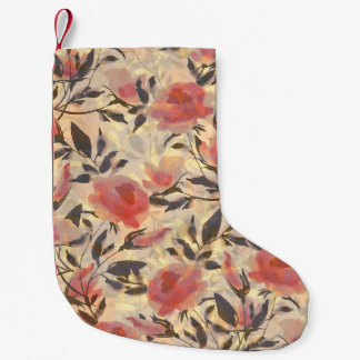 Calcetín Navideño Pequeño Rosas salvajes de primavera: patrón de acuarela.