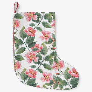 Calcetín Navideño Pequeño Rosas silvestres acuarela Floral Seamless