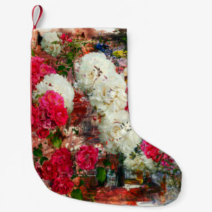Calcetín Navideño Pequeño Rosas y peonías y rosas, medios de comunicación mi