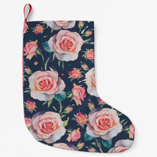 Calcetín Navideño Pequeño Rosas y Rosebuds: Floral Seamless.