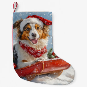 Calcetín Navideño Pequeño Rough Collie Dog in Sledge Let it Snow Navidades