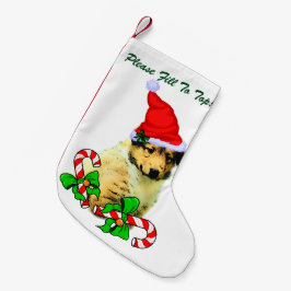 Calcetín Navideño Pequeño Rough Collie Puppy Navidades