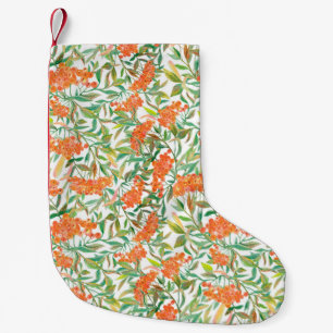 Calcetín Navideño Pequeño Rowan otoñal: Diseño floral sin focos