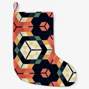 Calcetín Navideño Pequeño Sables geométricas cuadradas hexagonales coloreada