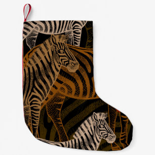 Calcetín Navideño Pequeño Safari africano: diseño de vintage de cebra