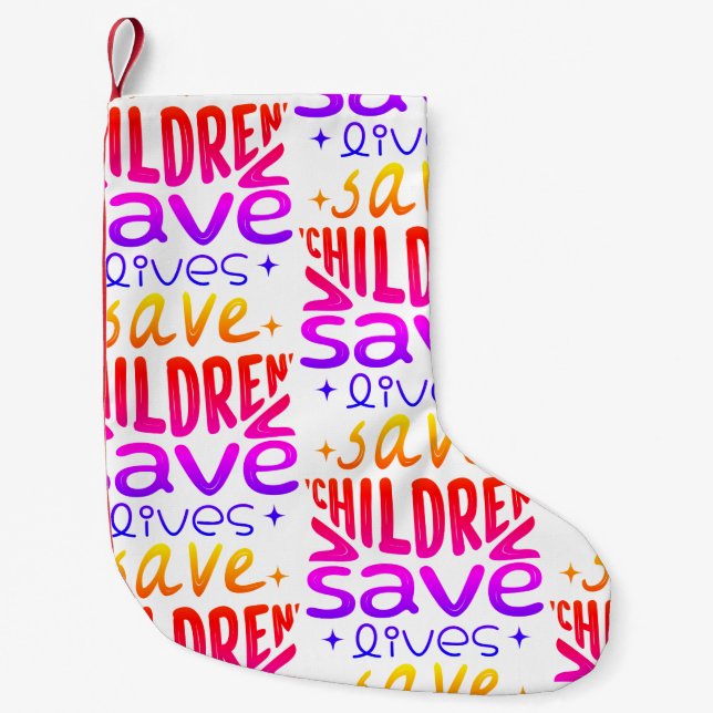 Calcetín Navideño Pequeño Salven niños, salven vidas (Anverso)