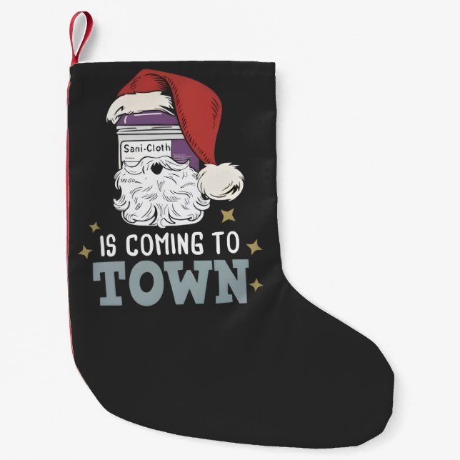 Calcetín Navideño Pequeño Sani Cloth Navidades Enfermeras de enfermería de v (Anverso)