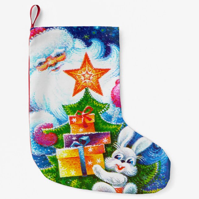 Calcetín Navideño Pequeño Santa (Anverso)