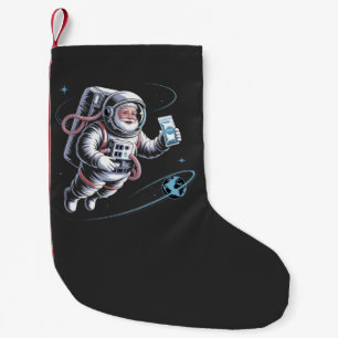 Calcetín Navideño Pequeño Santa Astronauta con Traje Espacial Navideño Festi