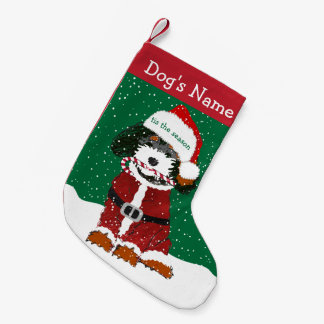 Calcetín Navideño Pequeño Santa Bernedoodle personalizada