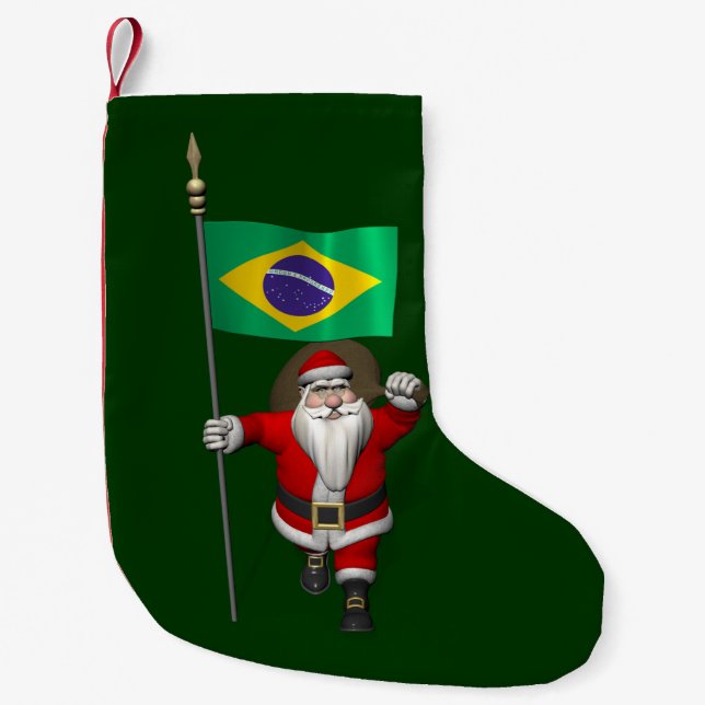 Calcetín Navideño Pequeño Santa Claus Con El Fin De Brasil (Anverso)