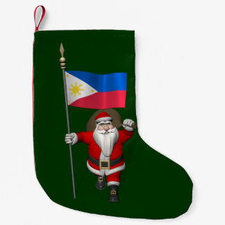 Calcetín Navideño Pequeño Santa Claus Con El Fin De Filipinas