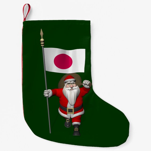 Calcetín Navideño Pequeño Santa Claus Con El Fin De Japón (Anverso)