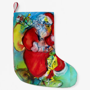 CALCETÍN NAVIDEÑO PEQUEÑO SANTA CLAUS CON LANTERN EN LA NOCHE DE LOS NAVIDAD