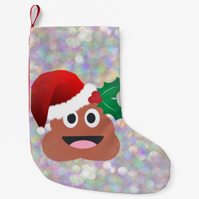 Calcetín Navideño Pequeño santa claus emoji navidades navideños (Anverso)