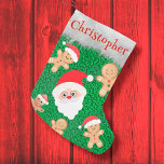 Calcetín Navideño Pequeño Santa Claus gingerbread man nombre de costumbre li<br><div class="desc">Santa Claus y el hombre de pan de jengibre nombre de costumbre Pequeños Navidades Aleteo</div>