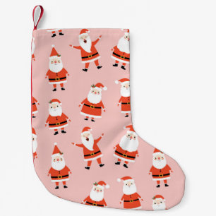 Calcetín Navideño Pequeño Santa Claus, un patrón impecable de color rosa.