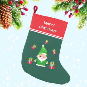 Calcetín Navideño Pequeño Santa Cláusula con regalos