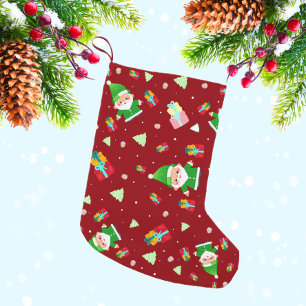 Calcetín Navideño Pequeño Santa Cláusula con regalos